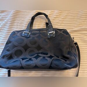 Vintage COACH Taylor OP Art satchel sateen fabric with C monogram & leather trim